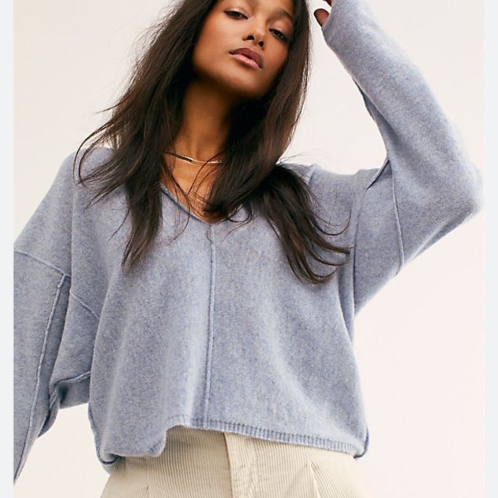Free People Blue Cashmere Sweater - Small